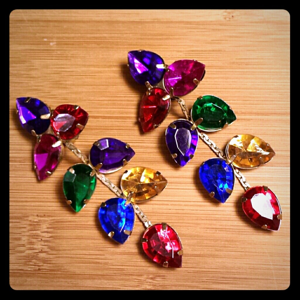 VINTAGE rainbow clip earrings comfortable to wear!